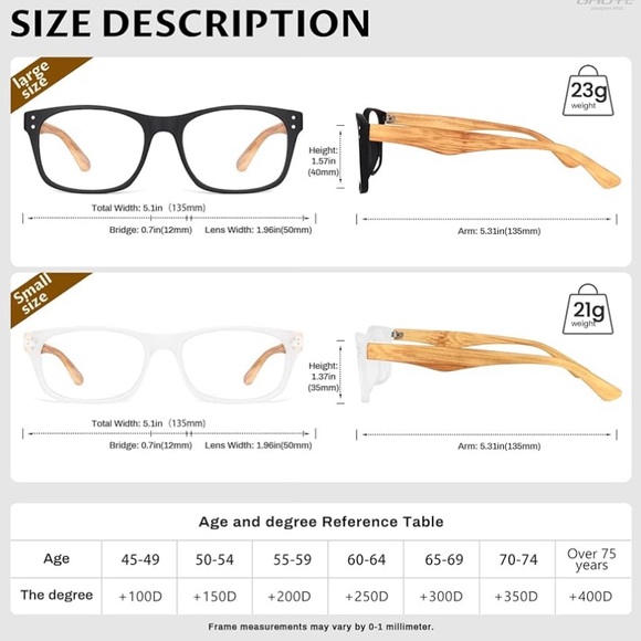 NEW! 5 Pack Reading Glasses Blue Light Block Wood Grain Magnifying Strength+1.00 - Picture 3 of 11